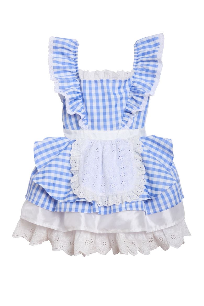 Red Riding Hood Dress with Attached Apron for Girls, Alternate, color, Blue