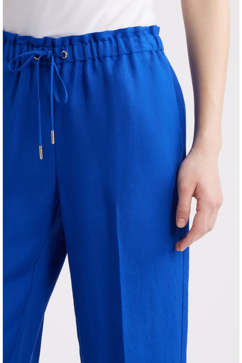 Linen Blend Crop Wide Leg Drawstring Pants, Alternate, color, SANTORINI BLUE