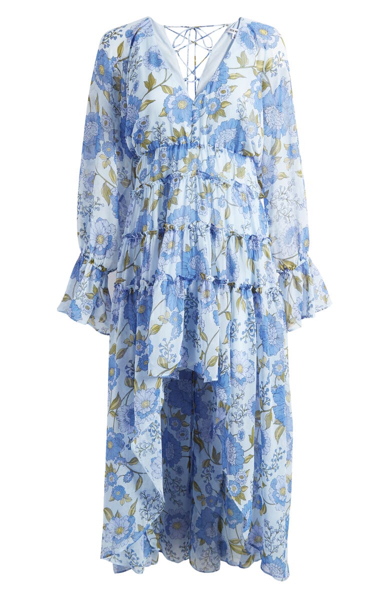 Steve Madden Sol Floral Long Sleeve High-Low Maxi Dress, Alternate, color, 