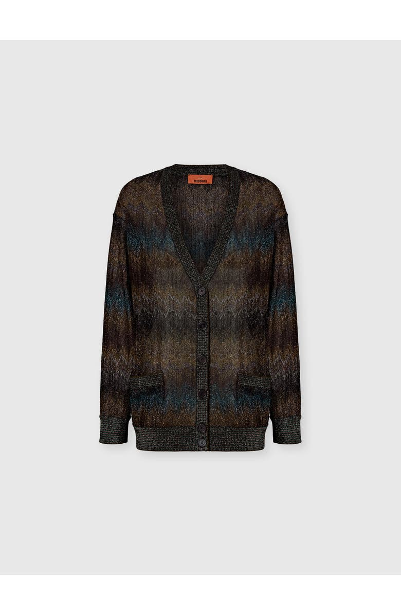 Missoni Snake-pattern Viscose Lamé Oversized Cardigan, Main, color, Green& Brown