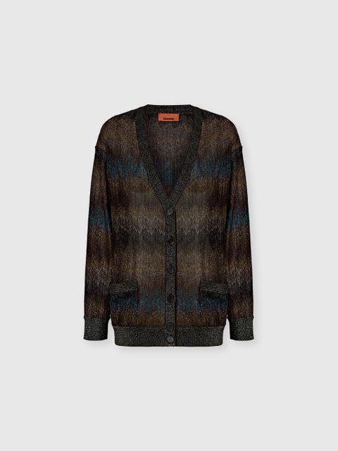 Snake-pattern Viscose Lamé Oversized Cardigan