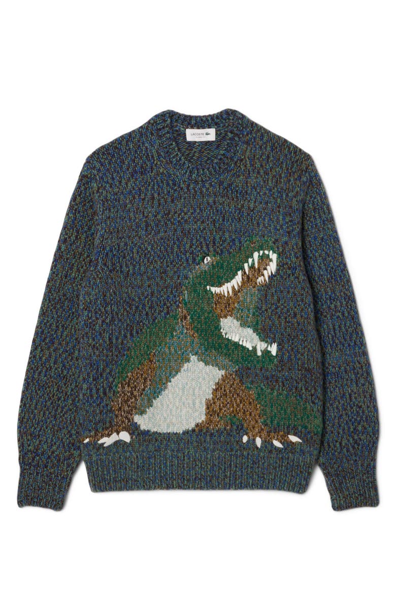 Lacoste Classic Fit Crocodile Intarsia Sweater, Alternate, color, Bleu France Mouline