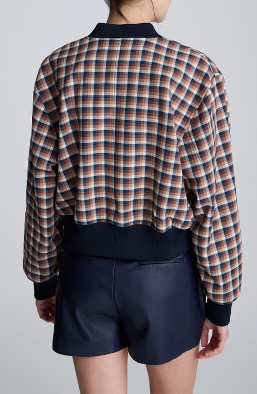 Kenneth Cole Check Patch Pocket Cropped Bomber In Blue