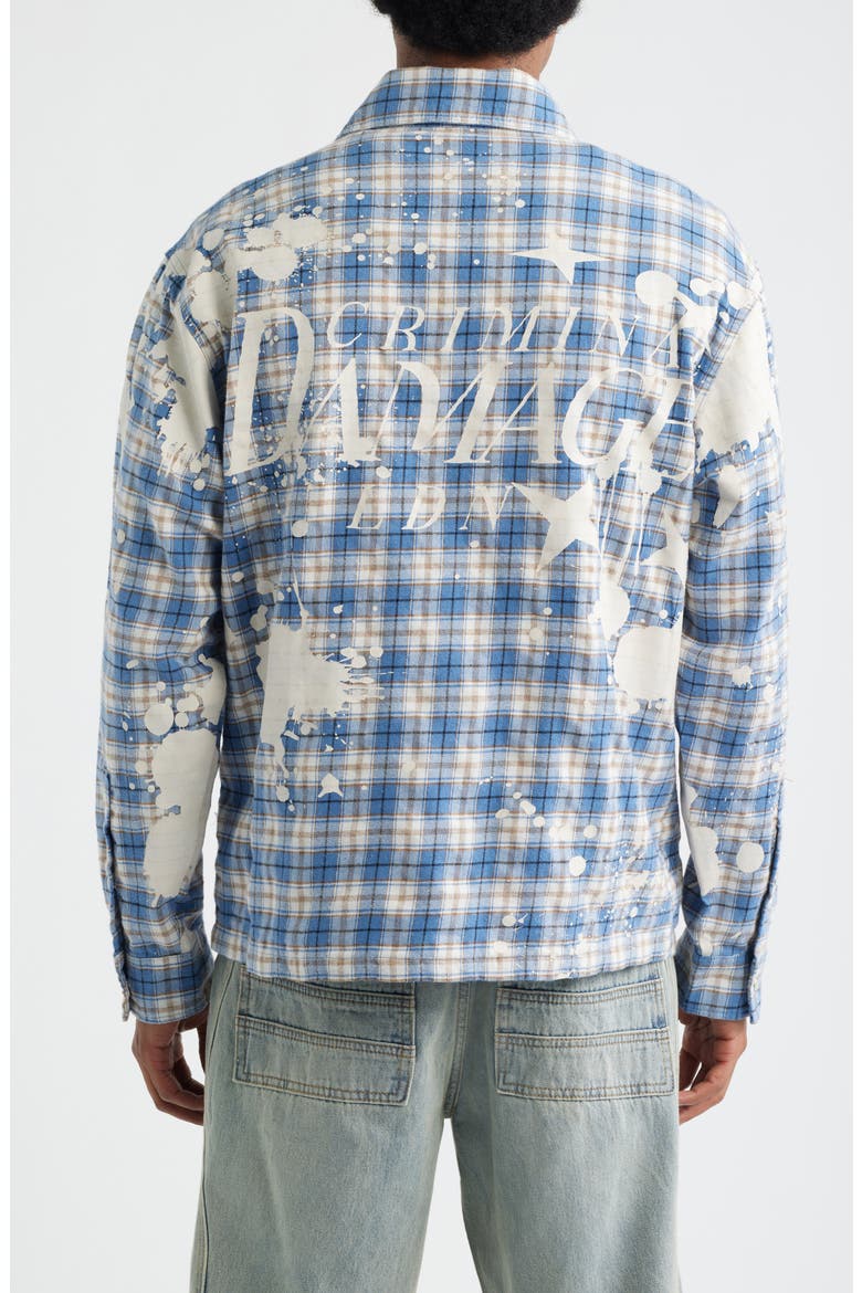 Bleached Plaid Snap-Up Shirt, Alternate, color, BLUE