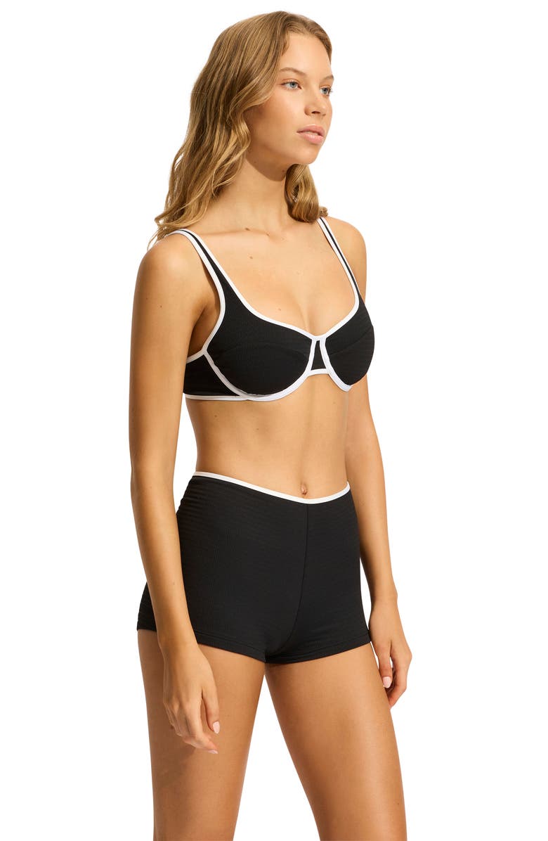 Seafolly Beach Bound Colorblock Underwire Bikini Top, Alternate, color, Black