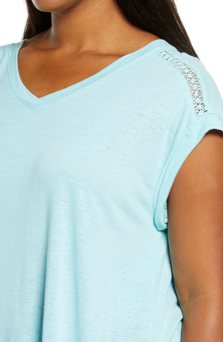 Democracy V-Neck Roll Cuff High/Low T-Shirt, Alternate, color, 