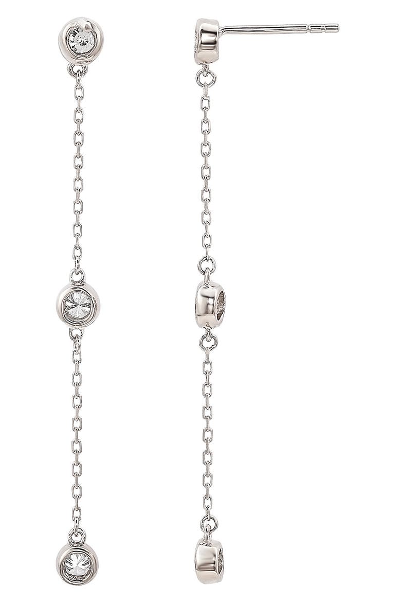 14K White Gold Diamond Station Chain Drop Earrings - 0.40ct., Alternate, color, WHITE GOLD