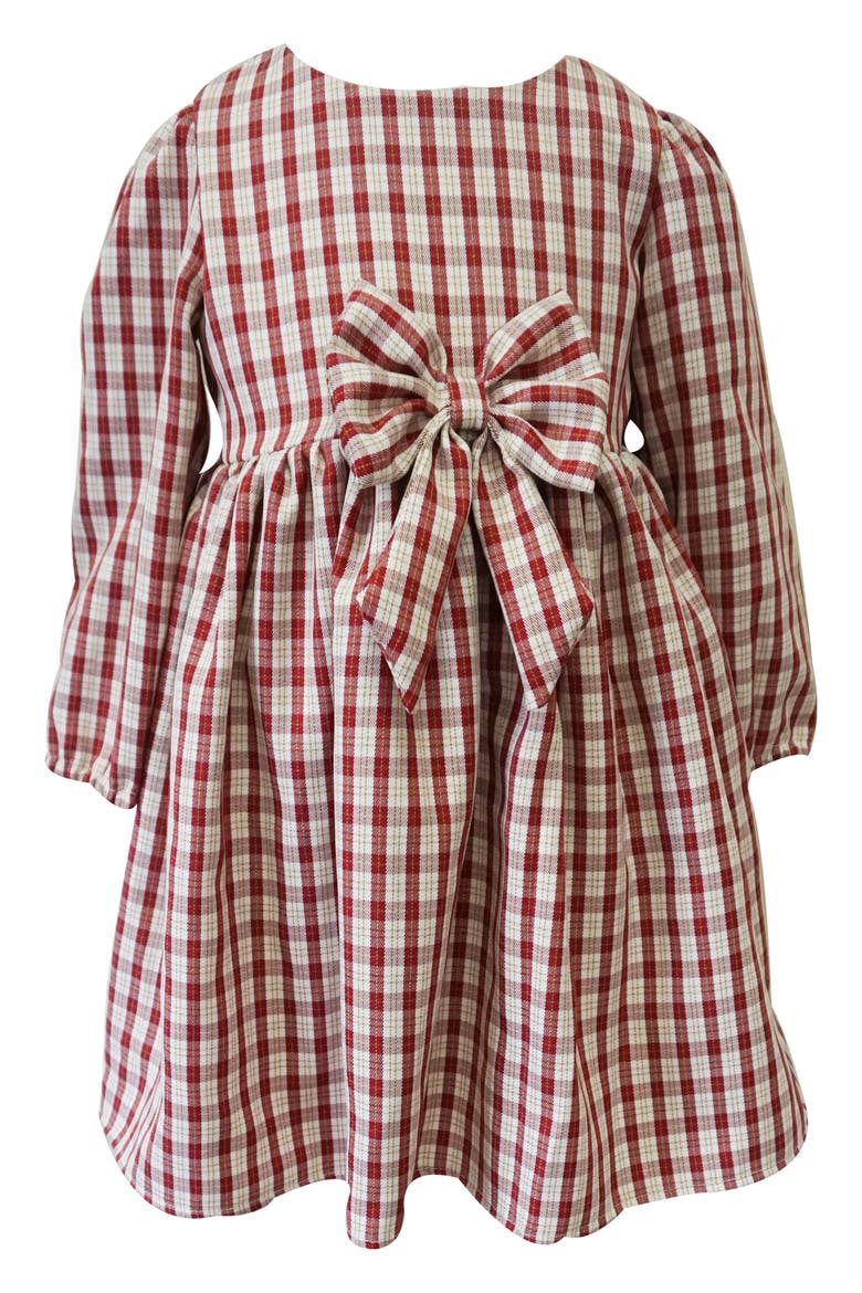Kids' Long Sleeve Check Party Dress, Main, color, PINK