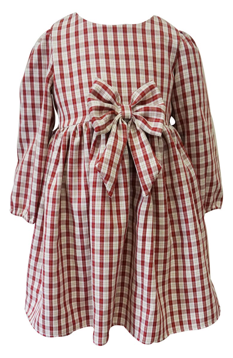 Popatu Kids' Long Sleeve Check Party Dress, Main, color, Pink