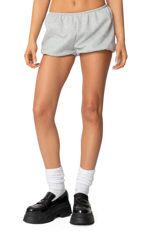 Shop Edikted Robina Puff Fleece Shorts In Gray-melange