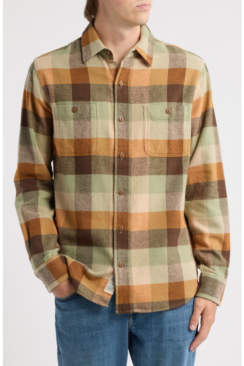 Buffalo Check Flannel Long Sleeve Button-Up Shirt, Main, color, MINT/RUST