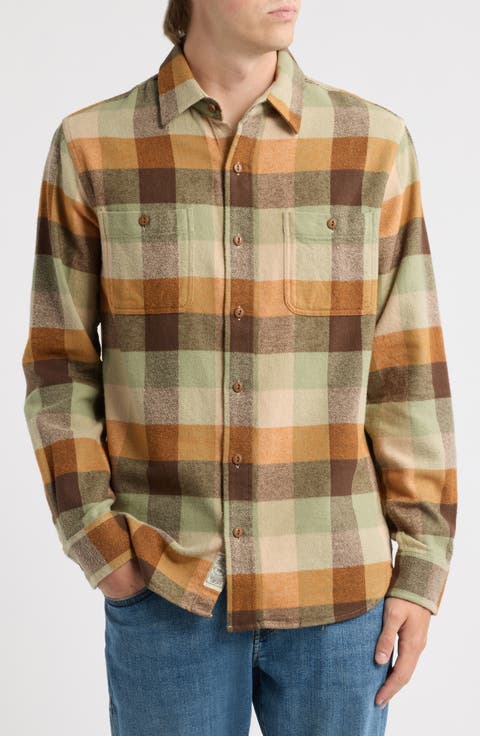 Buffalo Check Flannel Long Sleeve Button-Up Shirt