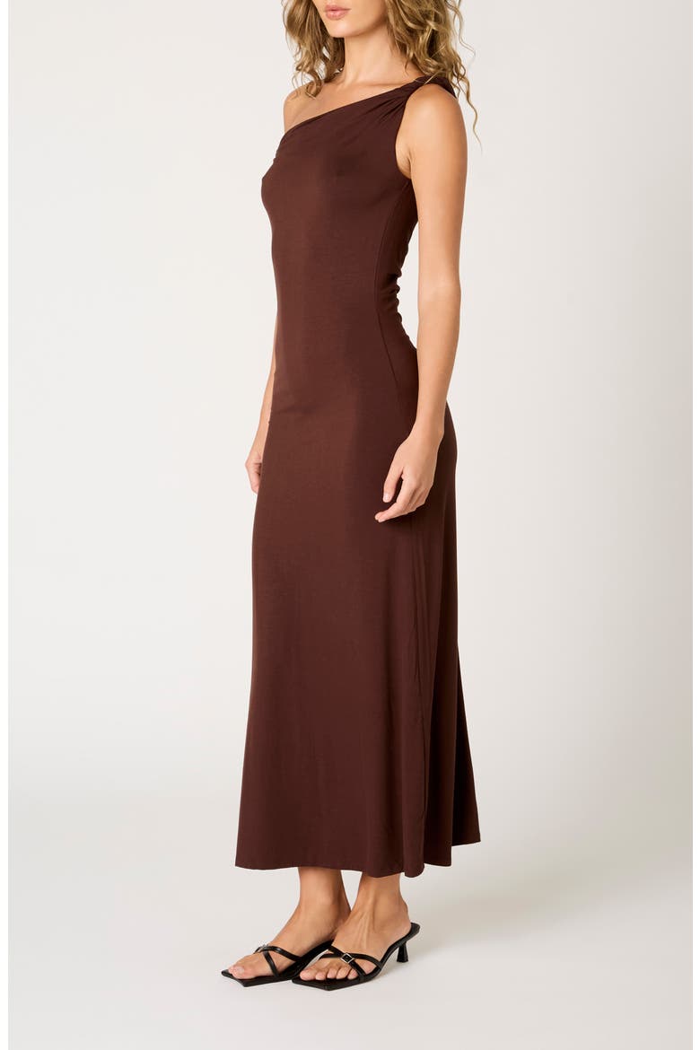Carmella Asymmetric Midi Dress, Alternate, color, NUTSHELL