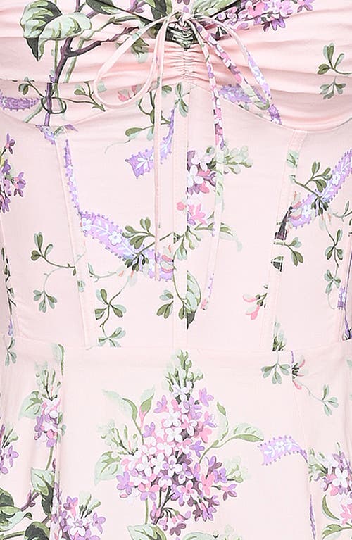 Shop House Of Cb Rosalee Floral Stretch Cotton Petticoat Dress In Peach Floral Print