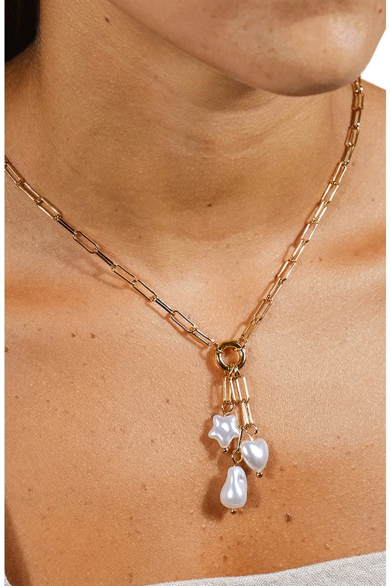Sabrina Mixed Pearl Charm Necklace, Alternate, color, GOLD