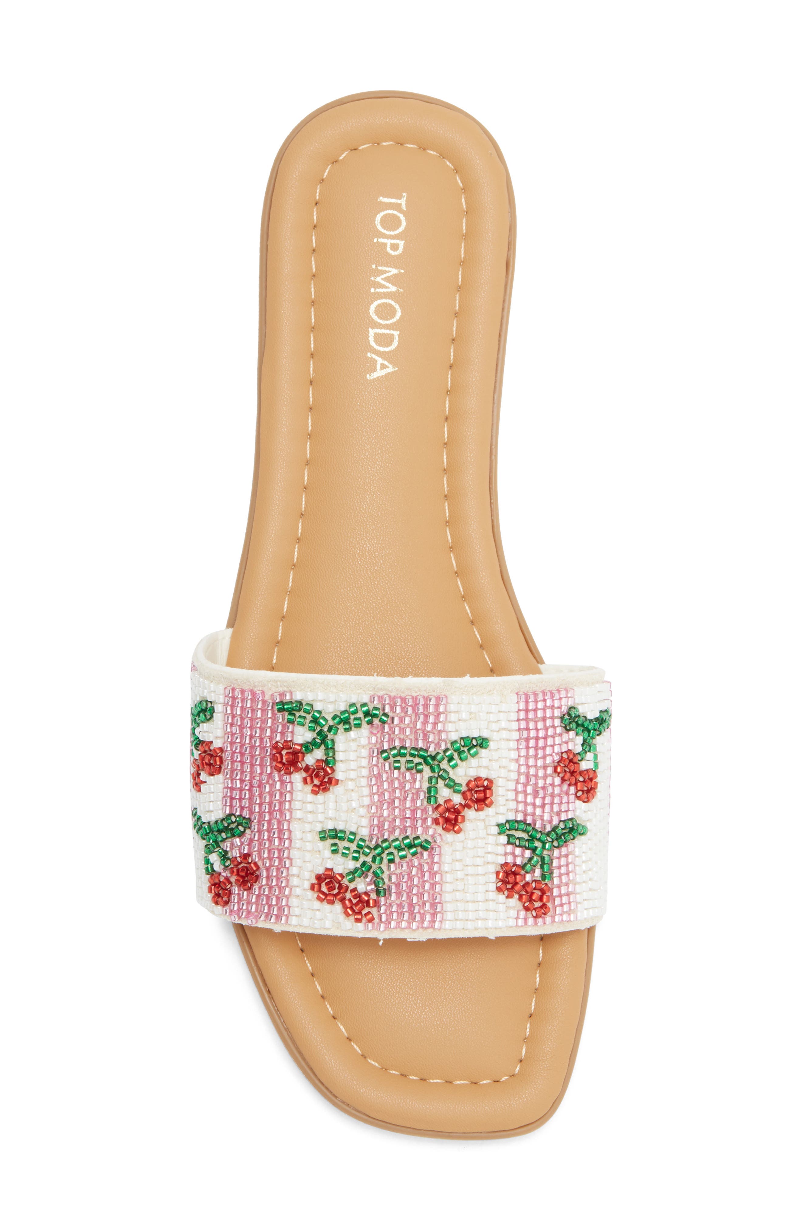 TOP MODA Rae Beaded Slide Sandal, Alternate, color, Red Bead
