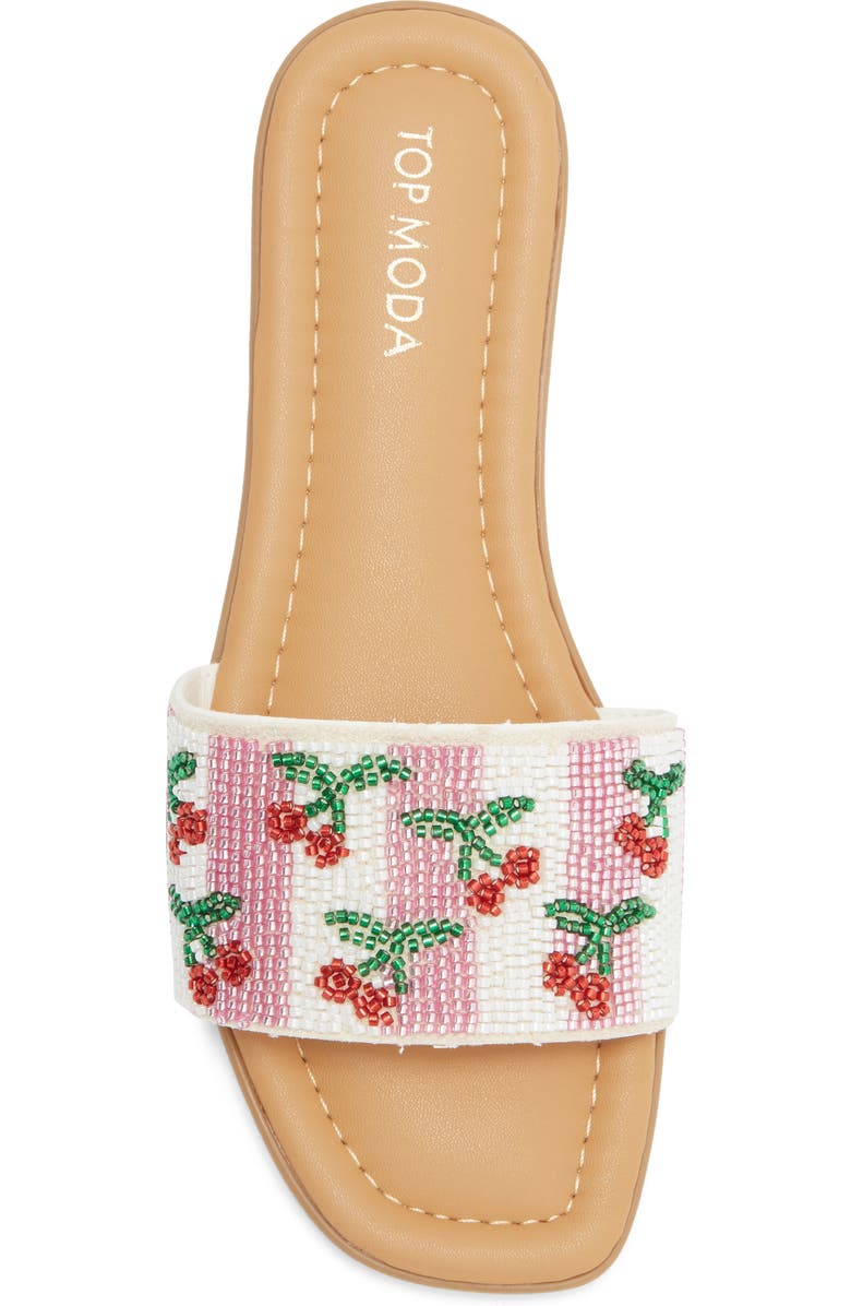 TOP MODA Rae Beaded Slide Sandal, Alternate, color, Red Bead