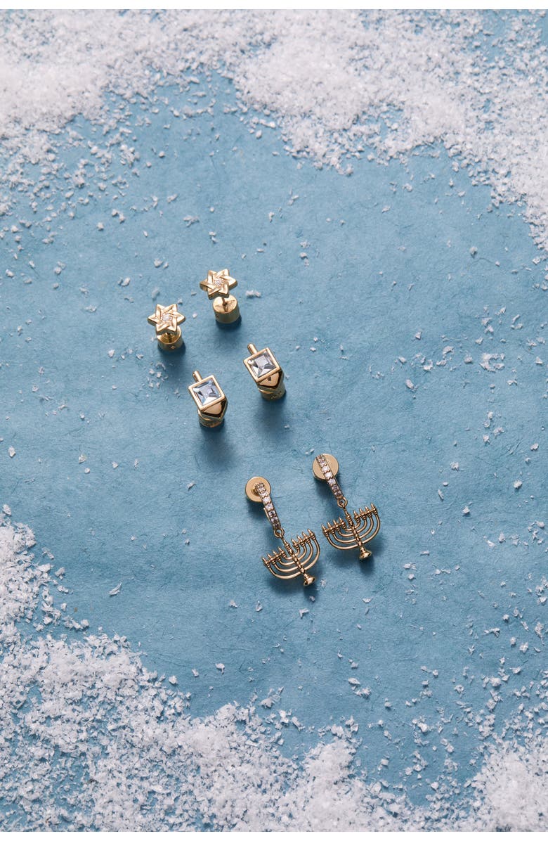 Alex and Ani Hanukkah Earring Stud Set, Alternate, color, Gold