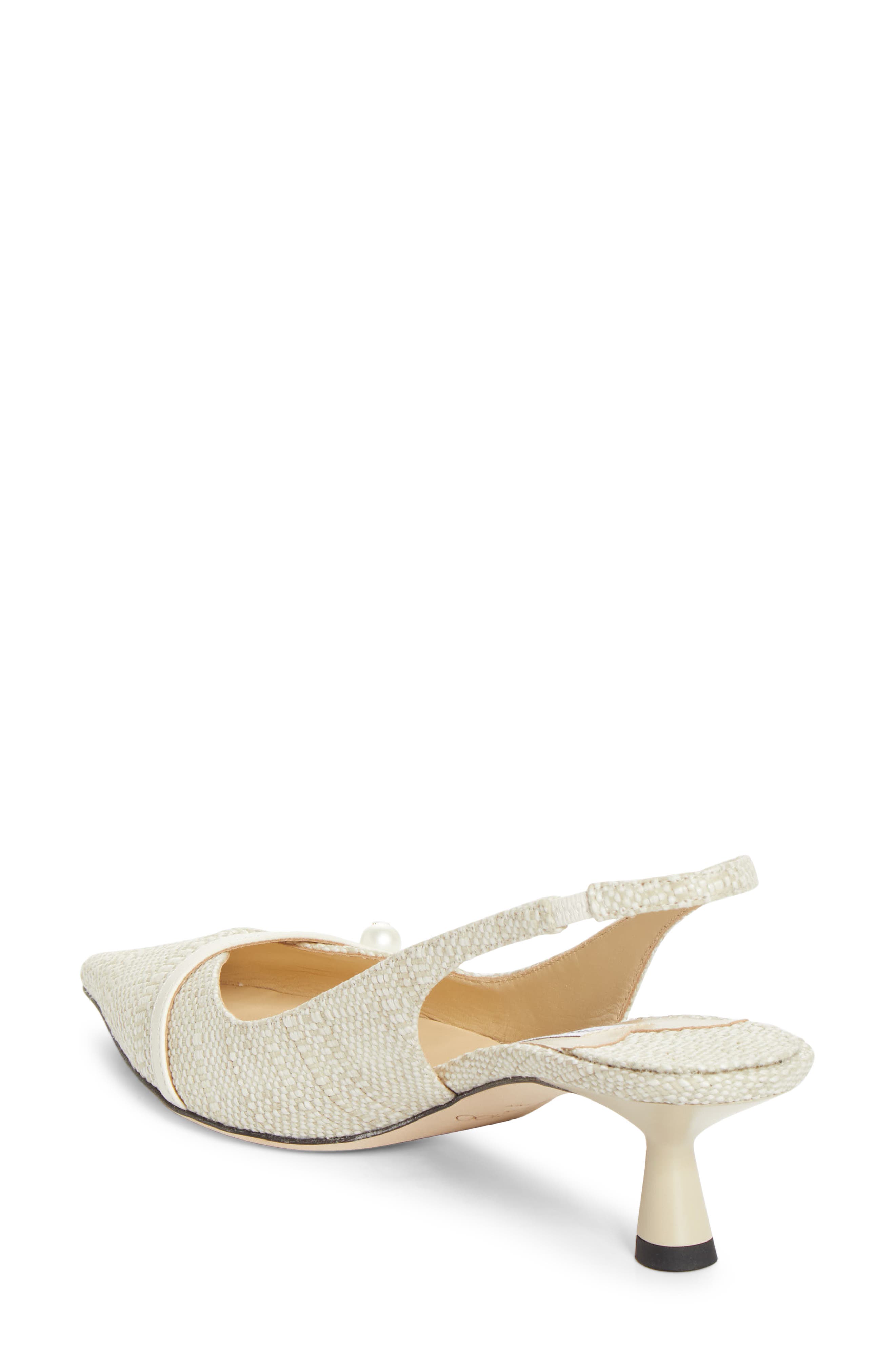 Jimmy Choo Amita Raffia Pointed Toe Slingback Pump, Alternate, color, Natural