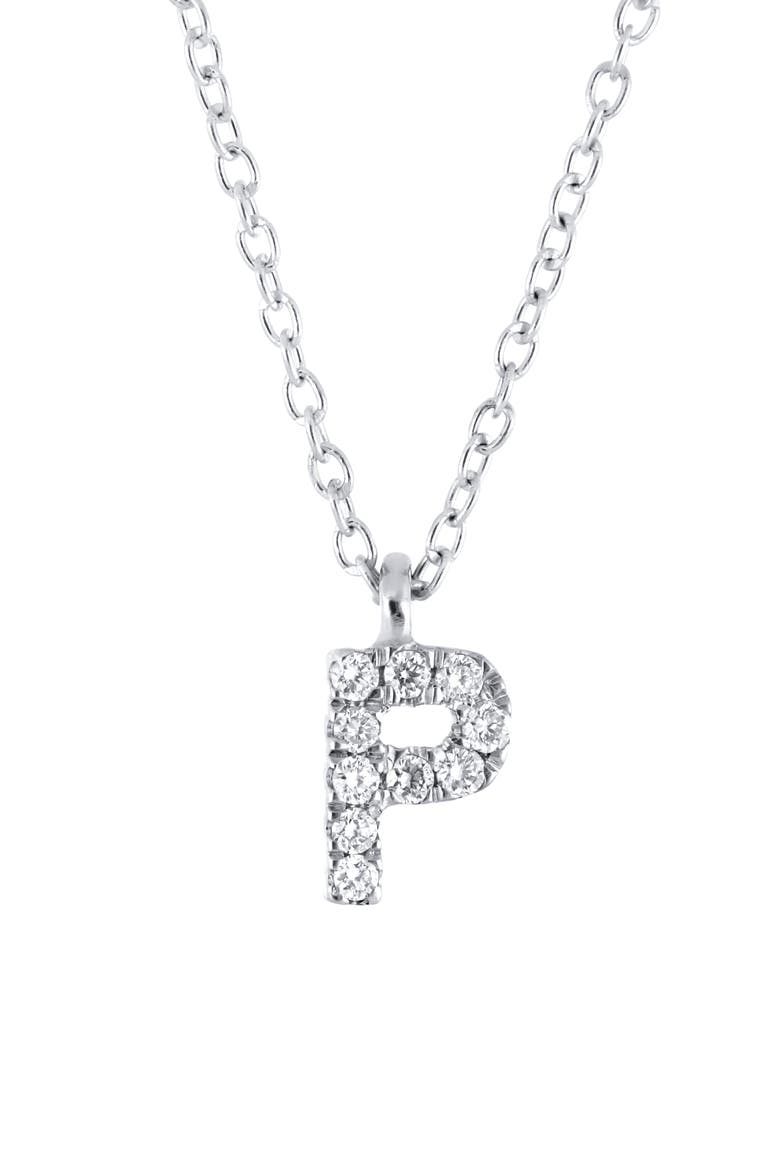 Icon Diamond Initial Pendant Necklace, Alternate, color, 18K WHITE GOLD - P