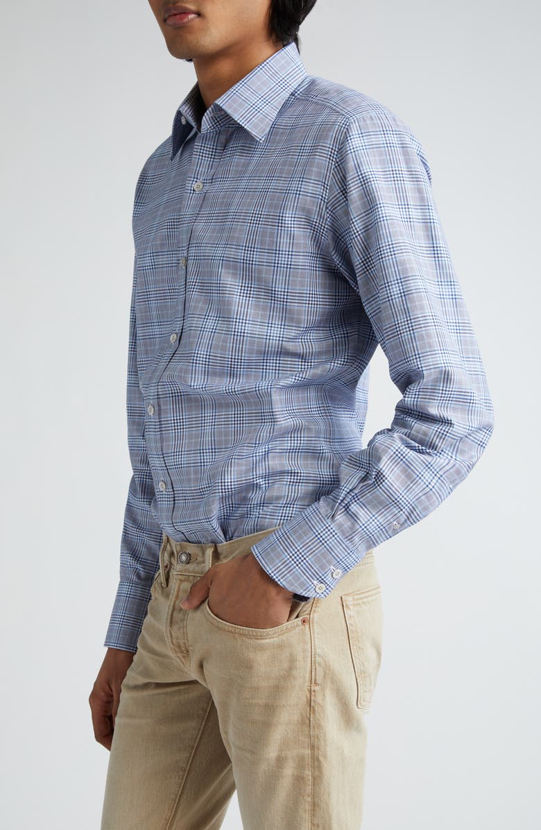 TOM FORD Slim Fit Plaid Button-Up Shirt, Alternate, color, Multicolor Blue