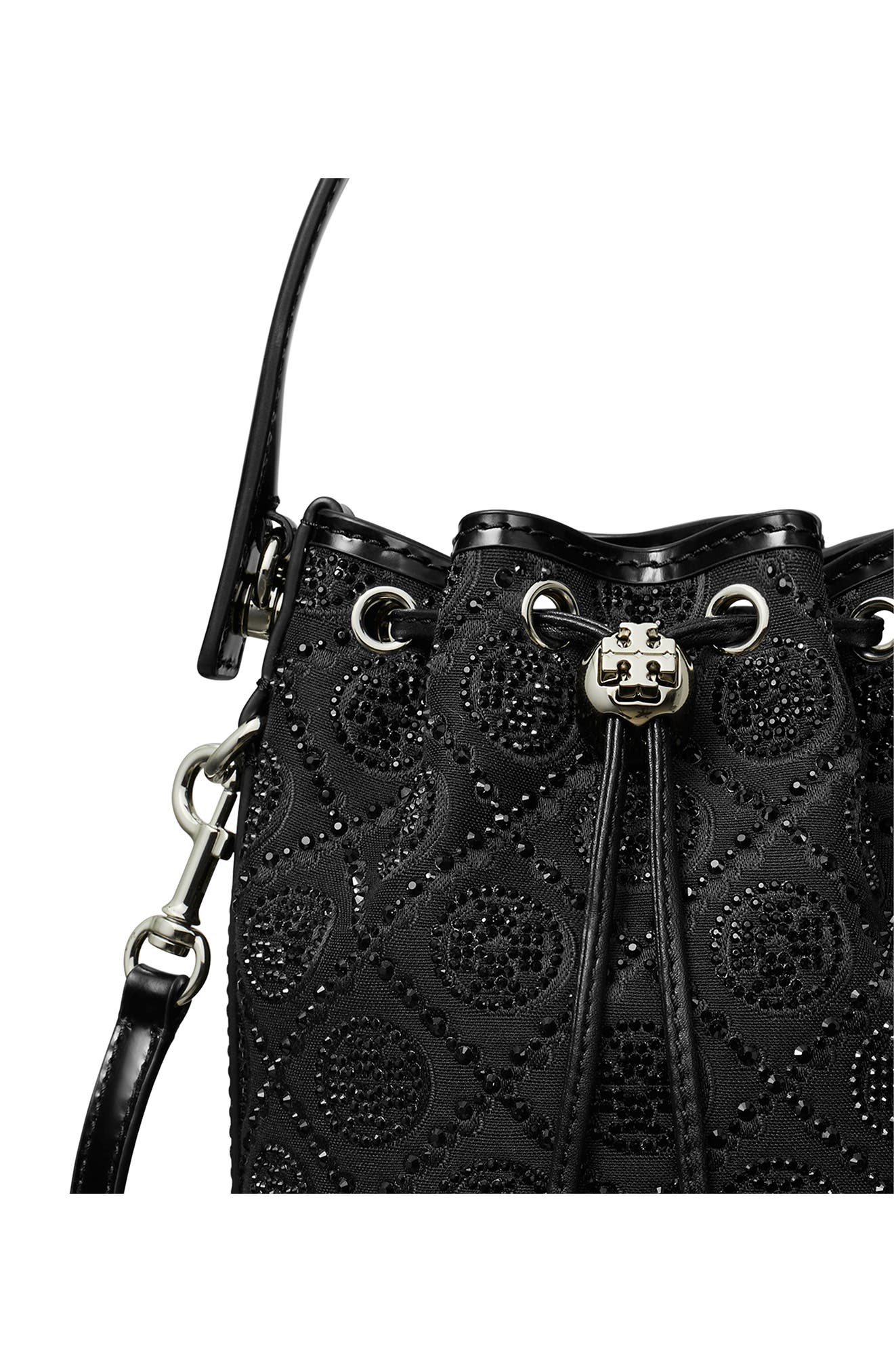 Tory Burch Mini T Monogram Hot Fix Bucket Bag, Alternate, color, 