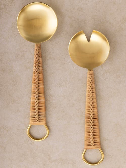 Gauri Kohli Helsinki Salad Servers, Set Of 2 In Gold