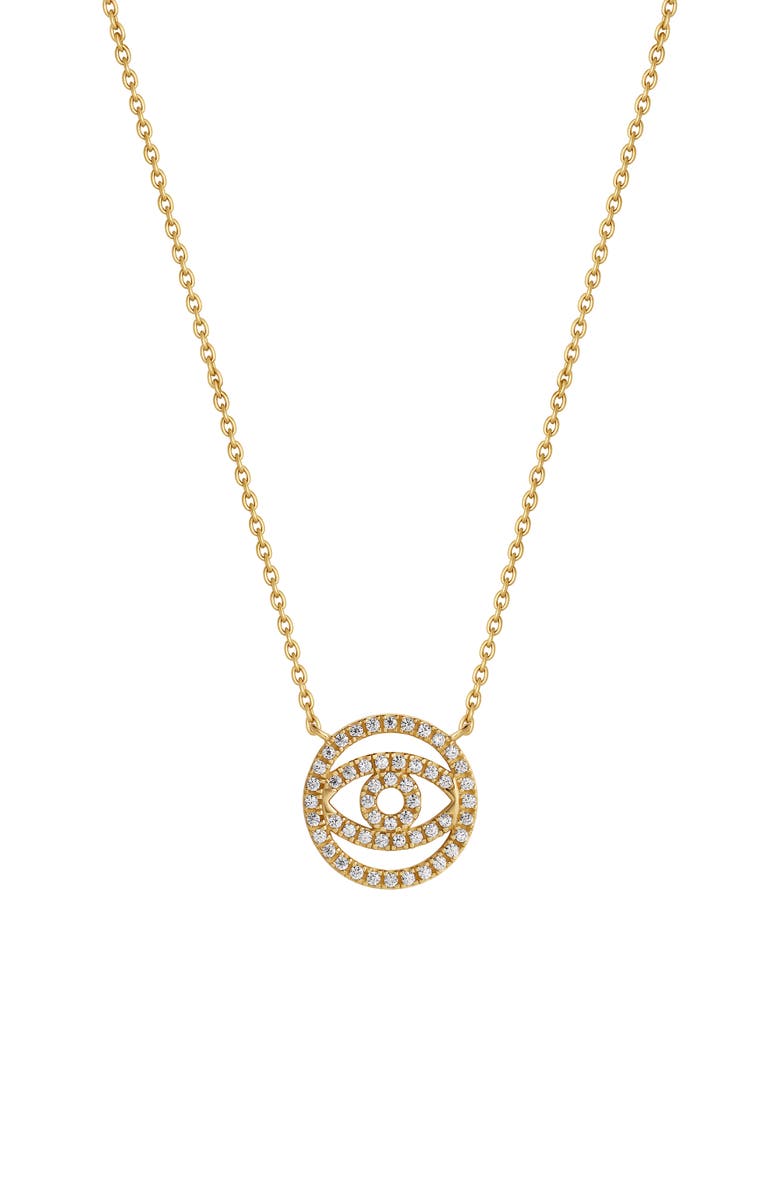 Karma and Luck Evil Eye Gold Plated Pendant Necklace Silent Glow, Main, color, Gold