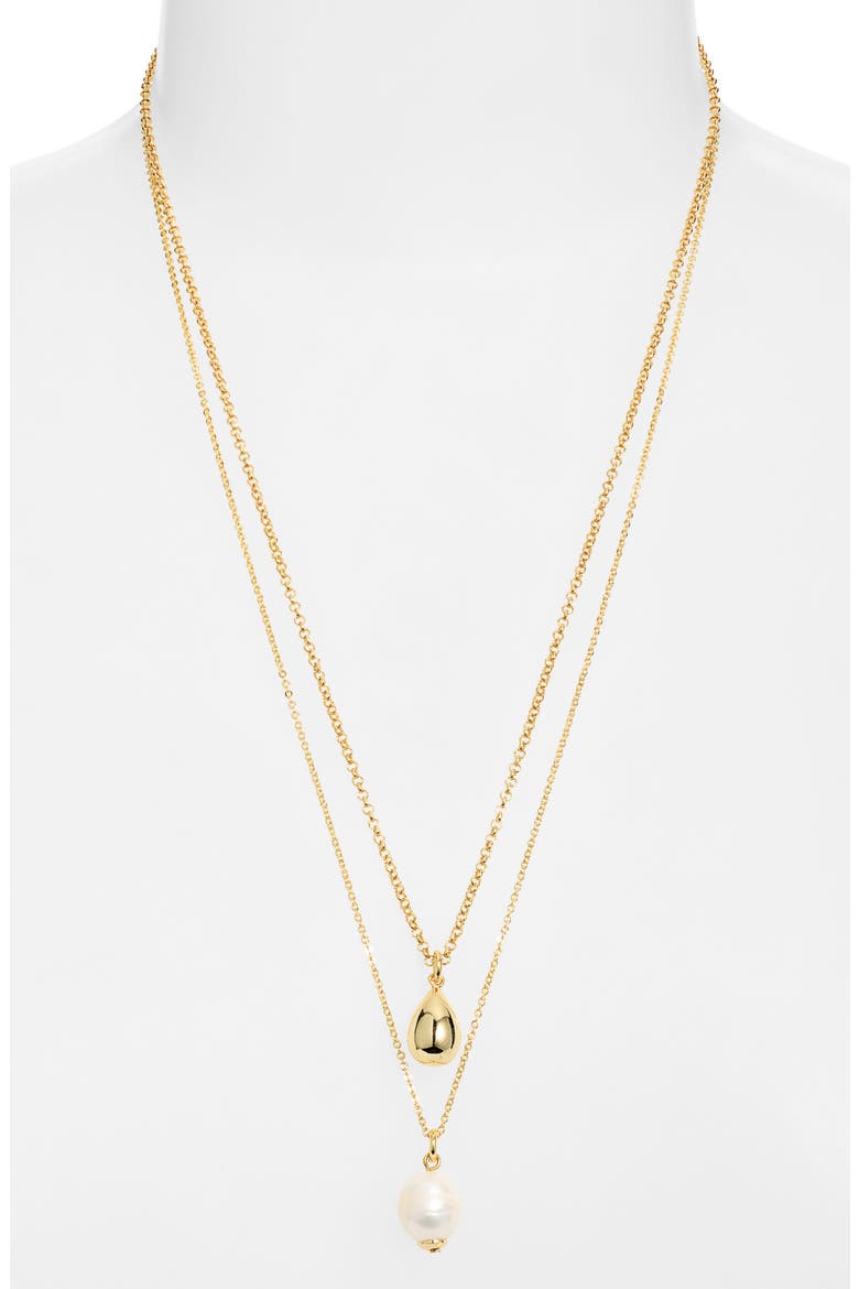 Demi Fine Layered Freshwater Pearl Pendant Necklace, Alternate, color, WHITE- 14K GOLD PLATED