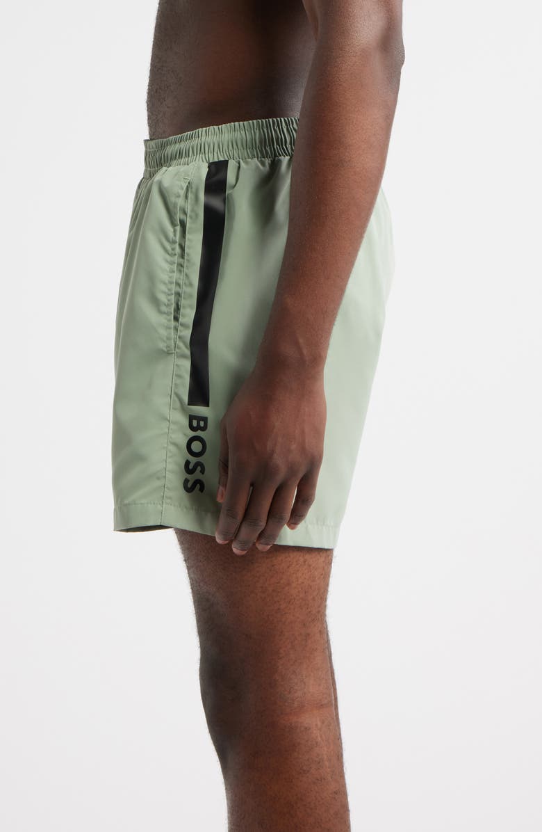 BOSS Dolphin Swim Trunks, Alternate, color, Light/ Pastel Green