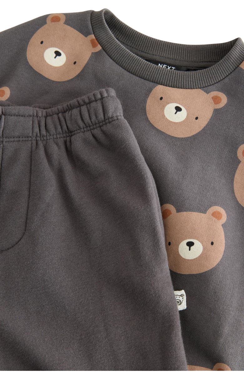NEXT Bear Print Sweatshirt & Joggers Set, Alternate, color, Grey