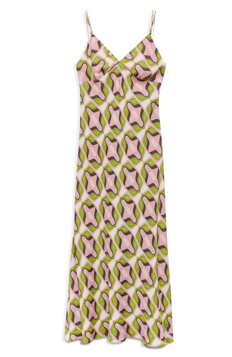 MANGO Abstract Print Midi Dress, Alternate, color, Pastel Pink