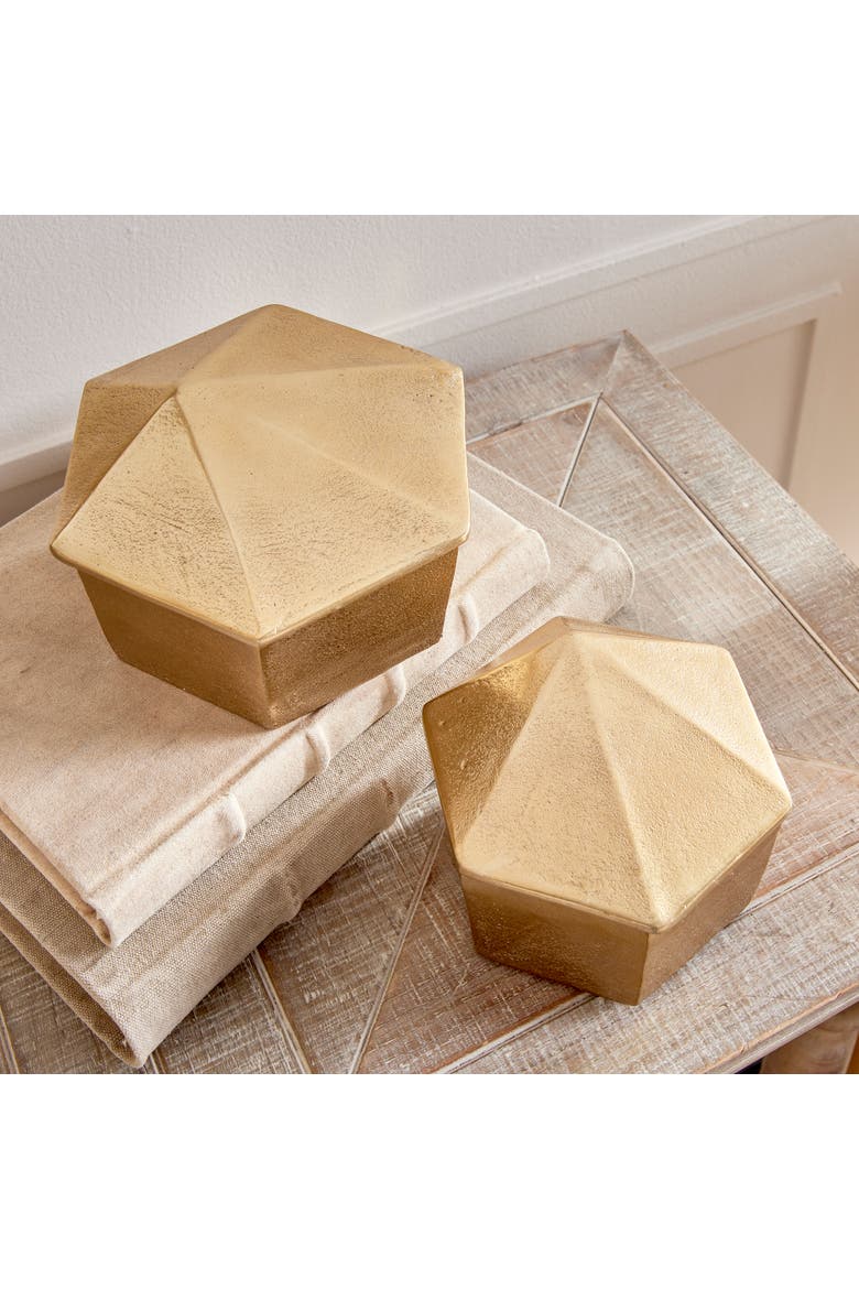 Luca Lidded Boxes Set of 2, Alternate, color, Gold