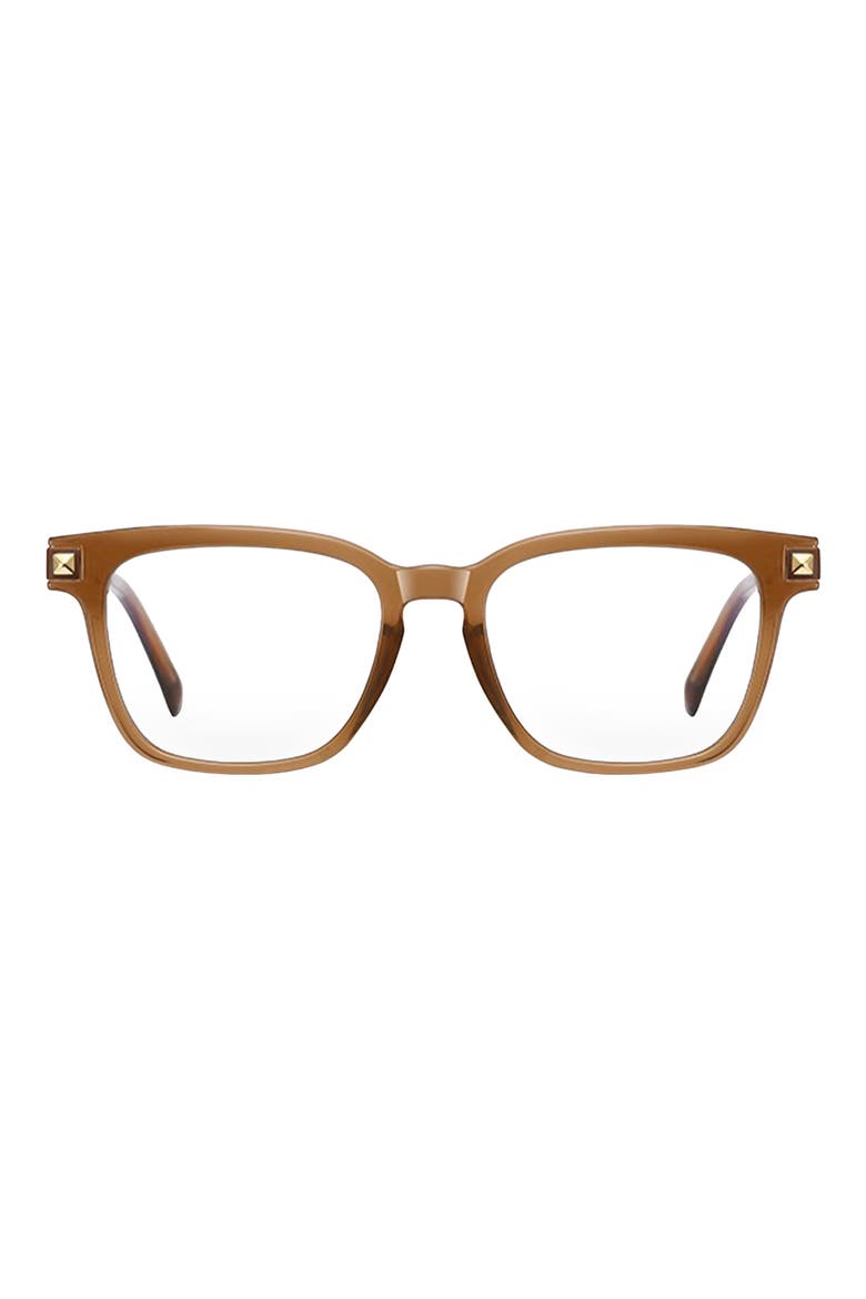Karli 53mm Rectangular Blue Light Blocking Glasses, Main, color, TRANSPARENT CLAY