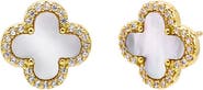 BY ADINA EDEN Pave Outlined Four Leaf Clover Stud Earring