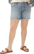 Silver Jeans Co. Exposed Button Fray Hem Boyfriend Shorts
