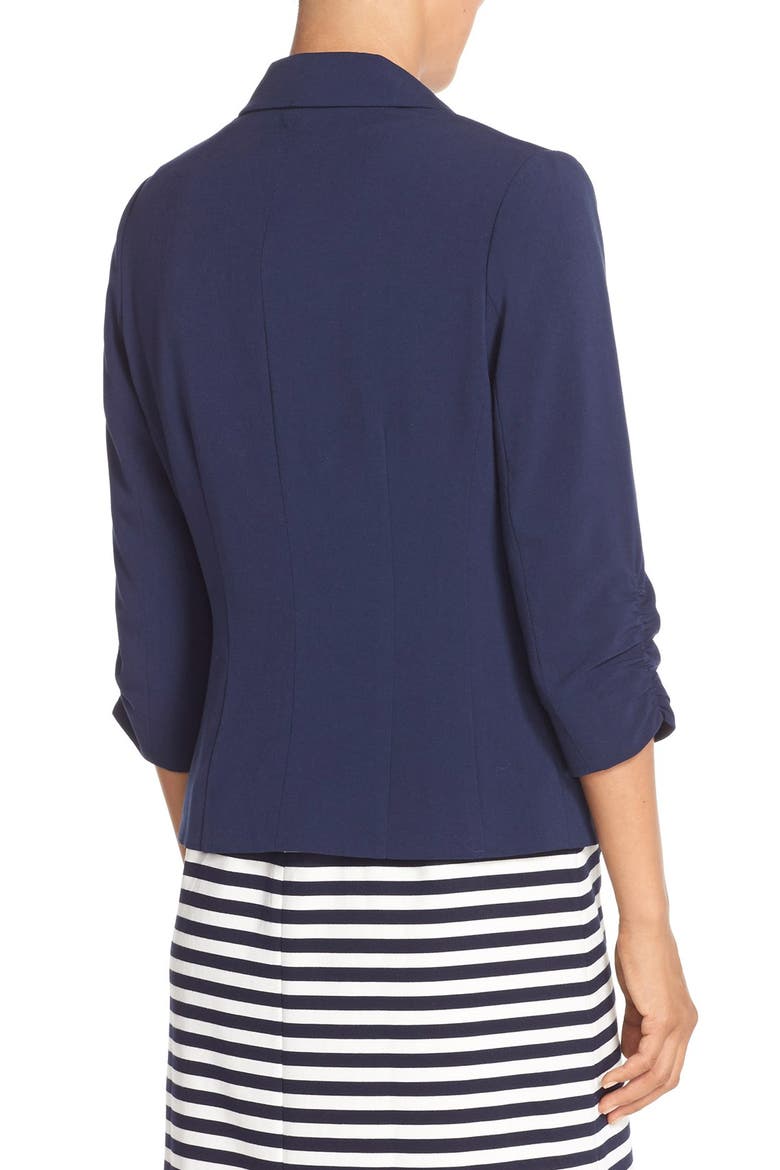 Ruched Sleeve Blazer, Alternate, color, NAVY