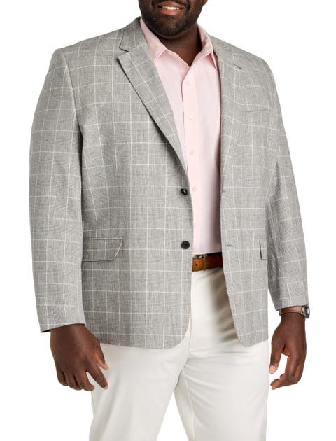 Big & Tall Plaid Linen-Blend Suit Jacket