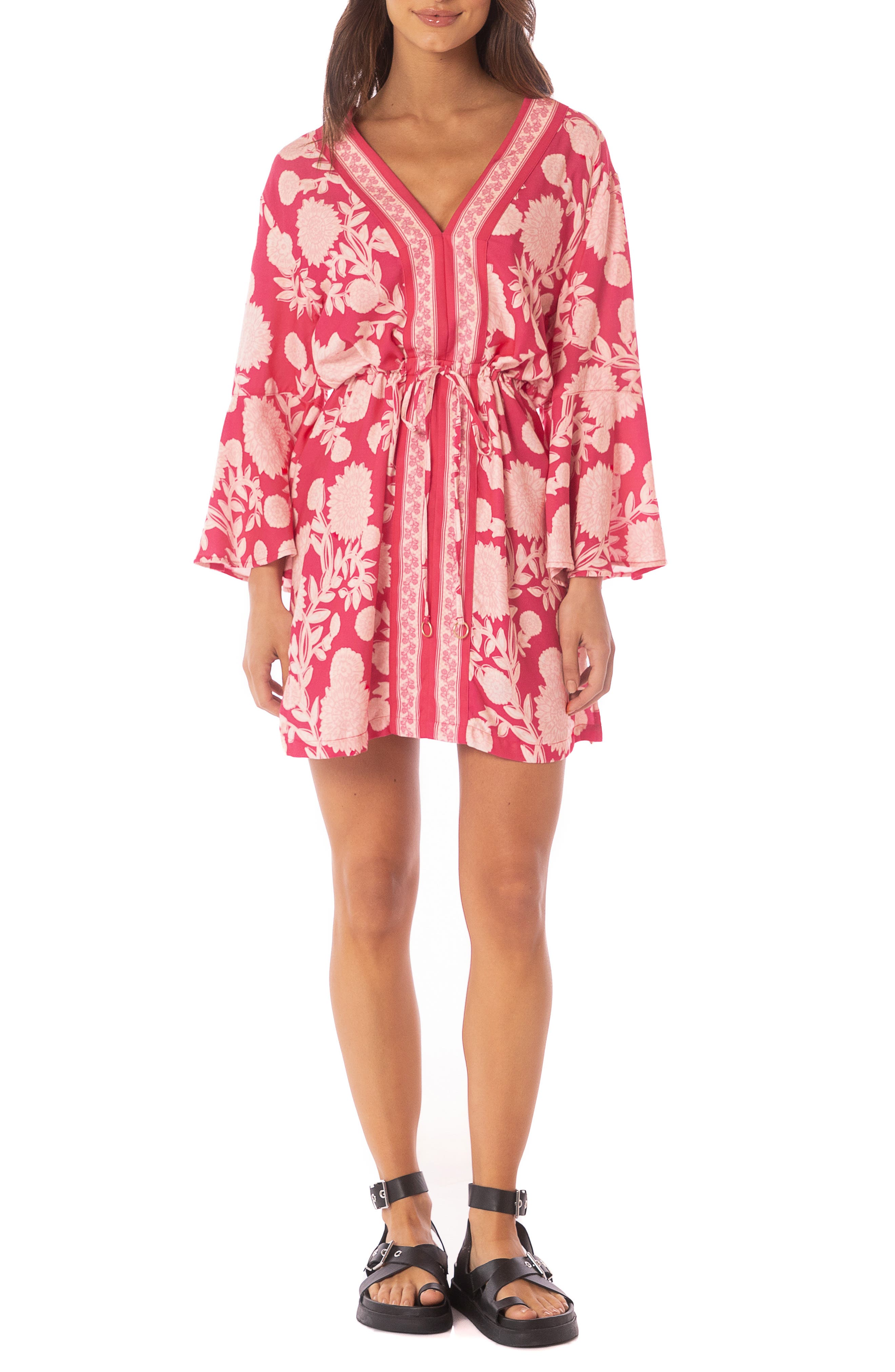 Maaji Candy Flowery Joy Long Sleeve Cover-Up Mini Sundress