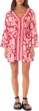 Maaji Candy Flowery Joy Long Sleeve Cover-Up Mini Sundress