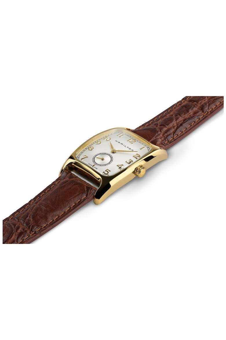 American Classic Boulton Leather Strap Watch, 27mm x 31mm, Alternate, color, WHITE