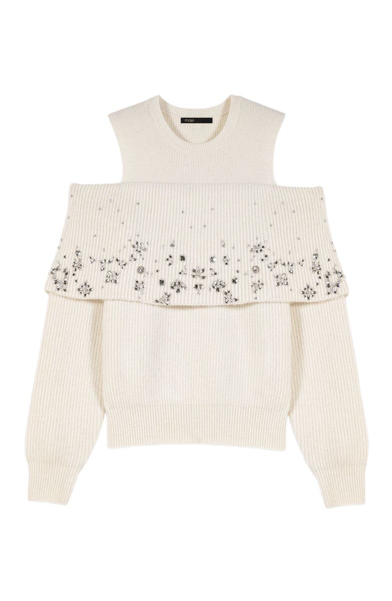 maje Off-the-shoulder sweater, Alternate, color, Ecru