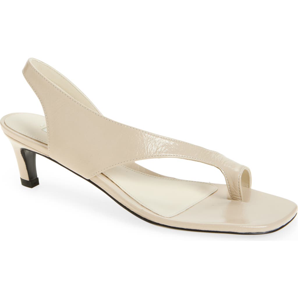Totême Beige Naplack Leather Thong Heeled Sandals In White