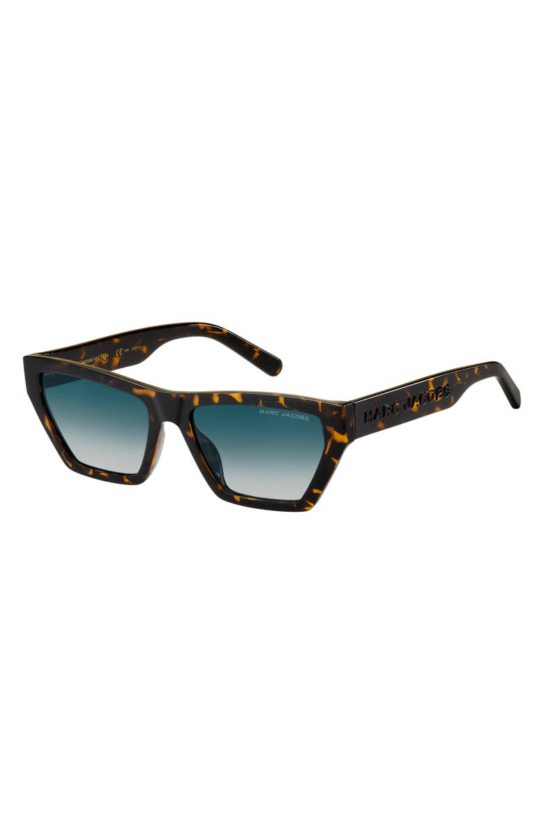 Marc Jacobs 55mm Gradient Cat Eye Sunglasses, Alternate, color, Havana/ Blue Shaded