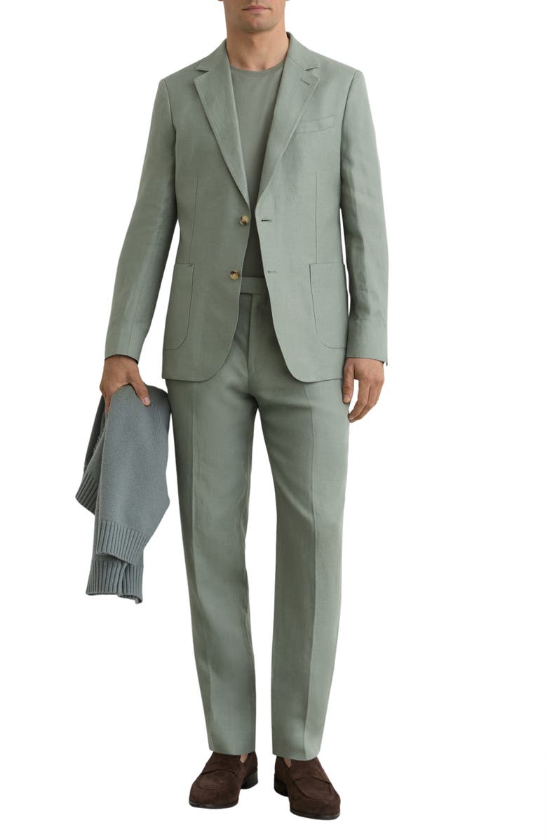 Reiss Atlantic Linen Trousers, Alternate, color, Sage