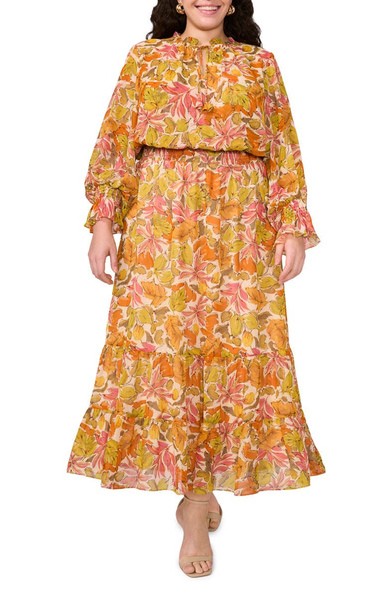 Vince Camuto Floral Long Sleeve Maxi Dress, Main, color, 