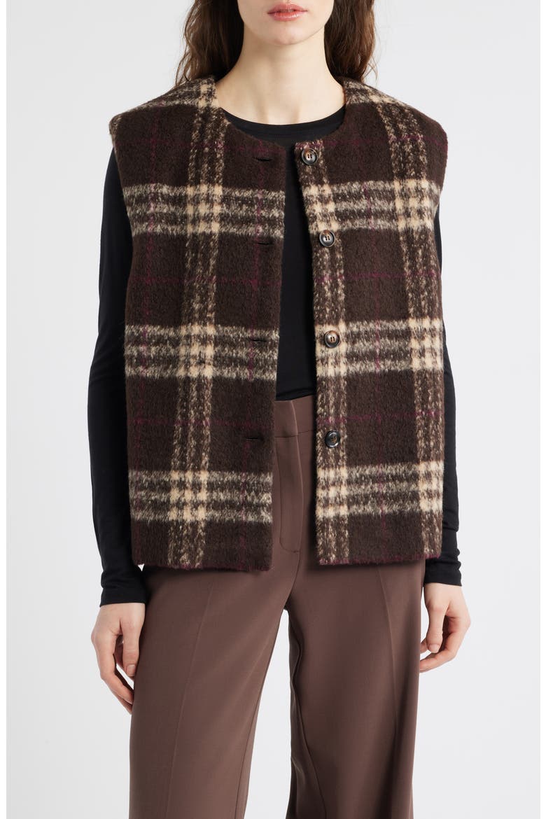 Sandy Leopard Faux Shearling Vest, Main, color, LATTE BROWN