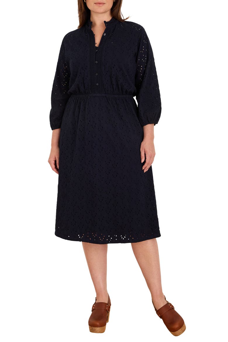 High Tea Knit Eyelet Midi Dress, Main, color, DARK INDIGO