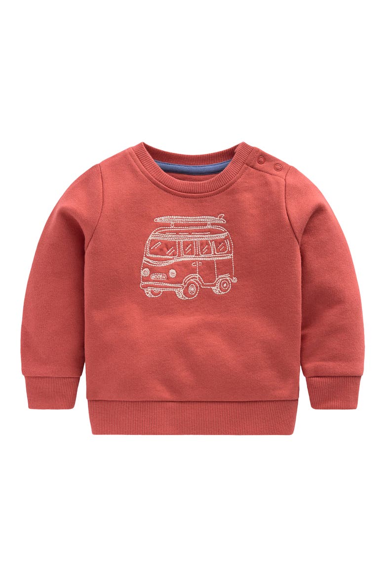 Embroidered Cotton Sweatshirt, Main, color, JAM RED CAMPERVAN