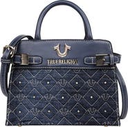 True Religion Studded Denim & Faux Leather Tote Bag